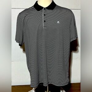 IZOD Golf XXL Men’s Black and White Striped Polo Shirt 30” L 24” p2p